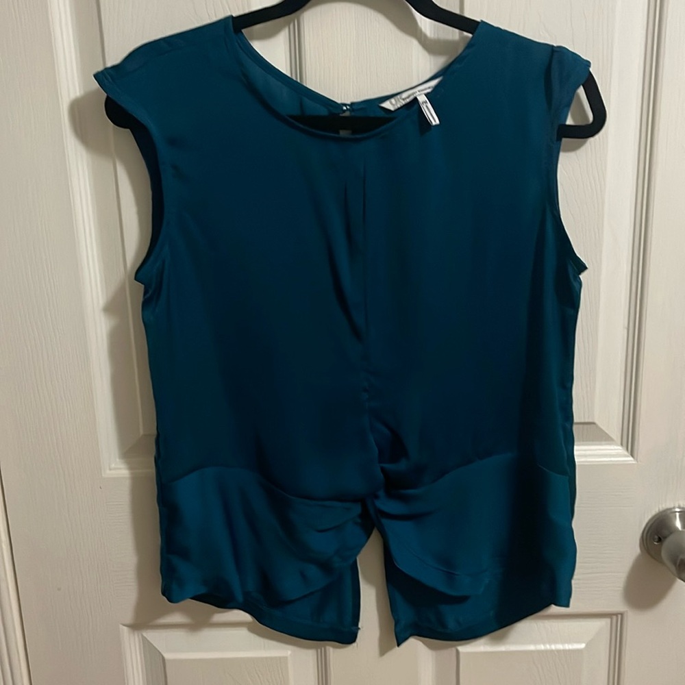 French connection blue blouse size medium petite